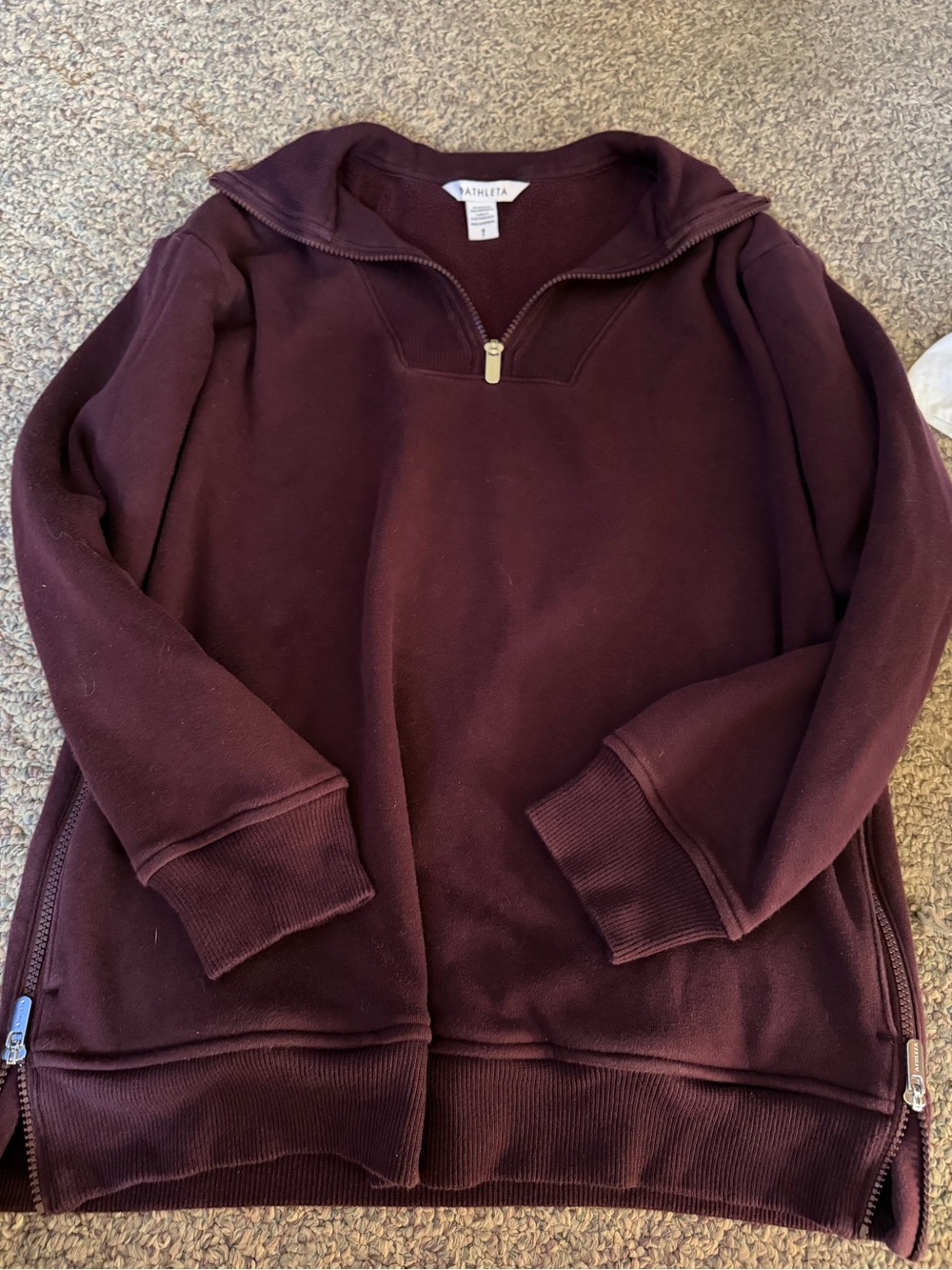 Athleta Womans Quarter-Zip Pullover Sweater - Deep Maroon